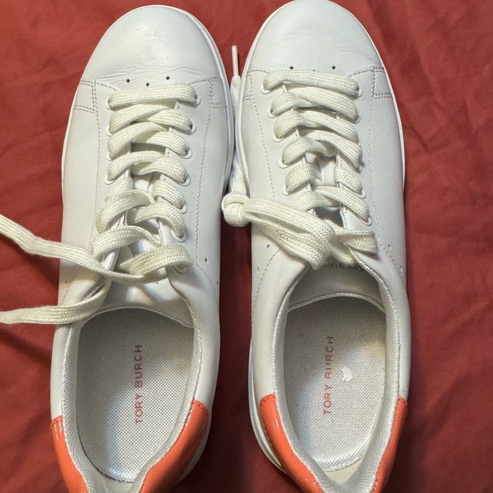 Tory Burch White and Orange Women's Sneakers